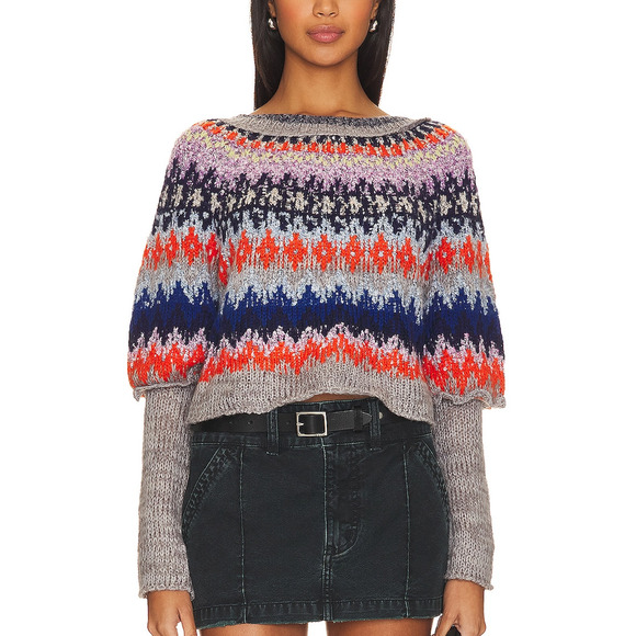 Free People Sweaters - Free People Grey 'Home For The Holidays' Pullover Size S